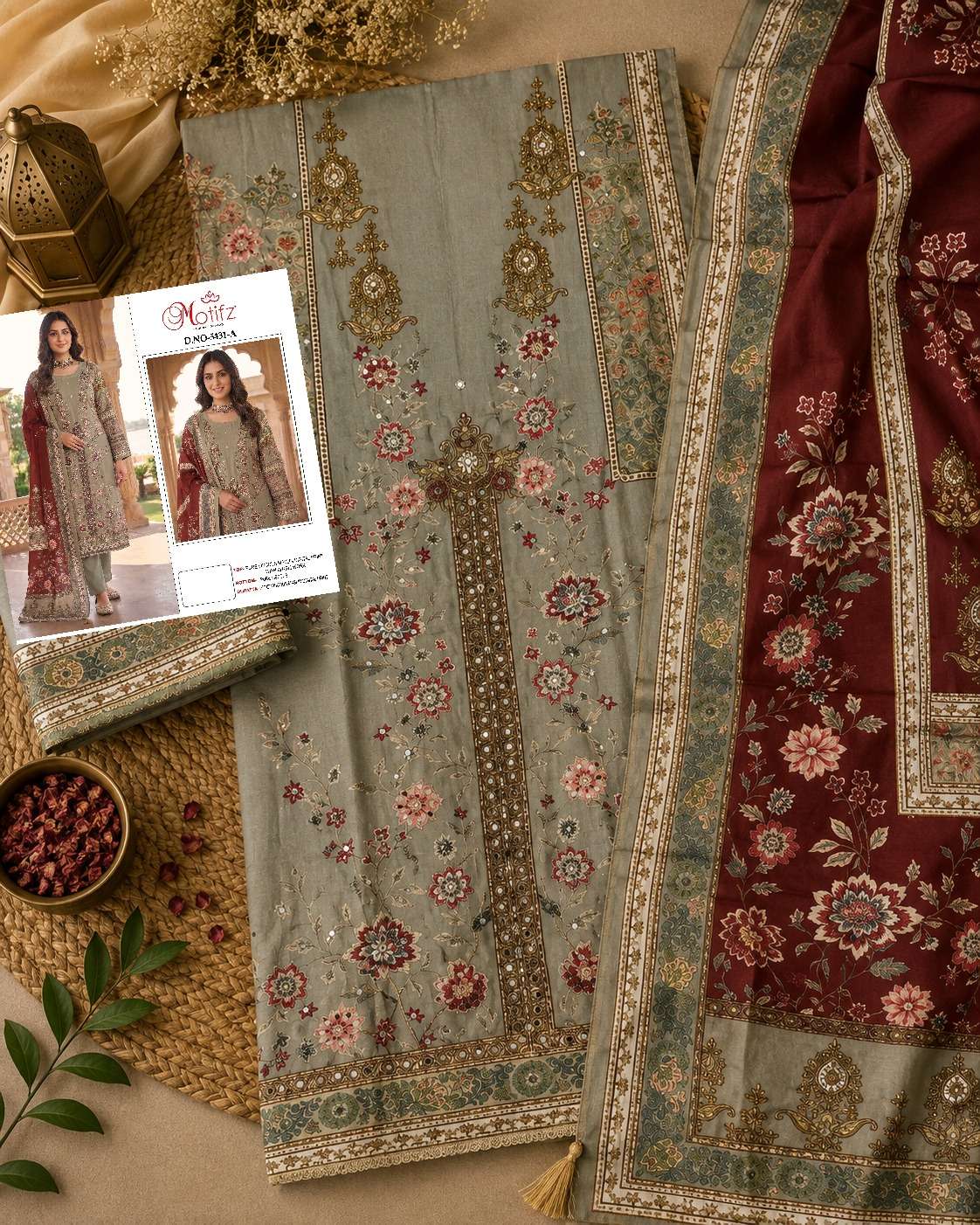MOTIFZ 5431 BOUTIQUE VISCOSE MASLIN KHATLI WORK LADIES DRESS WHOLESALER SHOP